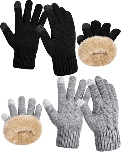 Shihanee 2 Pairs Winter Fleece Lined Gloves for Men Warm Thick Gloves with Touchscreen for Cold Weather Thermal Supplies in Saudi Arabia