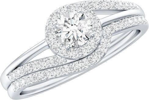 مجموعة خواتم زفاف مويسانيتي معتمدة للنساء، جودة D-Vs1، خاتم مويسانيتي مع خاتم زفاف (جاهز للهدايا) in Kuwait