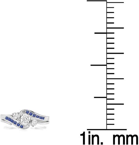 مجموعة Dazzlingrock Collection خاتم خطوبة زفاف دائري من الياقوت الأزرق والألماس الأبيض، مجموعة من الذهب الأبيض الصلب عيار 10 قيراط in Kuwait