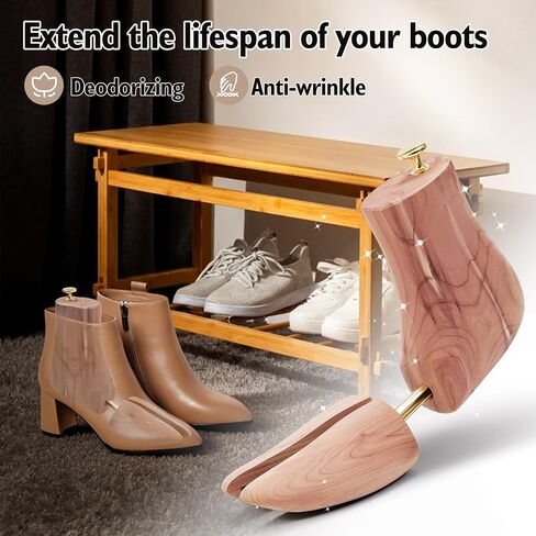 Cedar Wood Boot Trees for Men and Women, Adjustable Shoe Shaper to Maintain Leather Boot Shape, Reduce Creases in Saudi Arabia