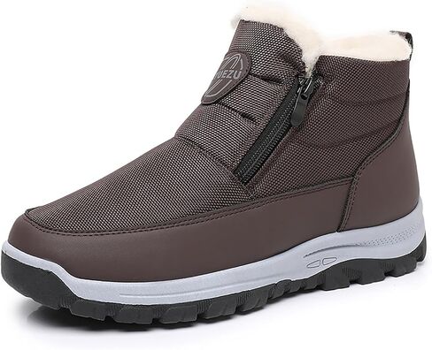 Men'S Waterproof Winter Snow Boots Fur Lined Warm Ankle Boots Side Zipper Lightweight Comfort Outdoor Boots Casual Non-Slip Walking Shoes in Saudi Arabia