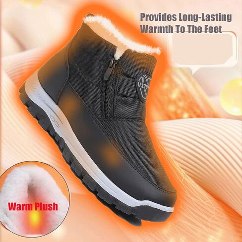 Men'S Waterproof Winter Snow Boots Fur Lined Warm Ankle Boots Side Zipper Lightweight Comfort Outdoor Boots Casual Non-Slip Walking Shoes in Saudi Arabia