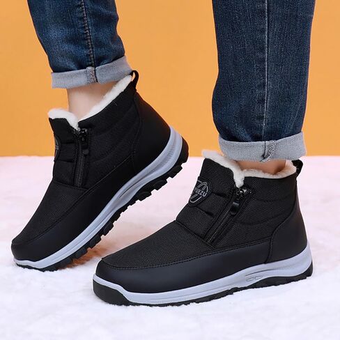 Men'S Waterproof Winter Snow Boots Fur Lined Warm Ankle Boots Side Zipper Lightweight Comfort Outdoor Boots Casual Non-Slip Walking Shoes in Saudi Arabia