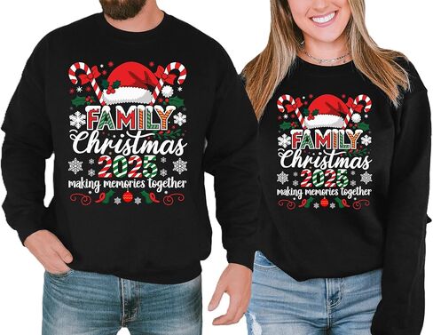 سويت شيرت Family Christmas 2025، ملابس عطلة عائلية متطابقة، صنع الذكريات معًا، قمصان عيد الميلاد اللطيفة للنساء والرجال، قمصان عيد الميلاد، هدايا حفلات عيد الميلاد العائلية متعددة الألوان in Kuwait