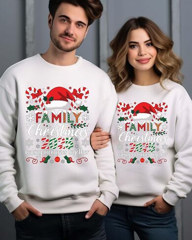 سويت شيرت Family Christmas 2025، ملابس عطلة عائلية متطابقة، صنع الذكريات معًا، قمصان عيد الميلاد اللطيفة للنساء والرجال، قمصان عيد الميلاد، هدايا حفلات عيد الميلاد العائلية متعددة الألوان in Kuwait