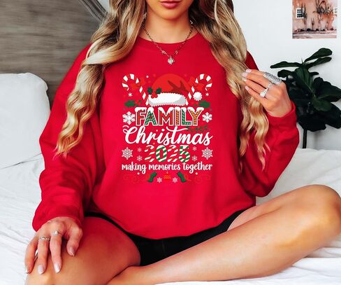 سويت شيرت Family Christmas 2025، ملابس عطلة عائلية متطابقة، صنع الذكريات معًا، قمصان عيد الميلاد اللطيفة للنساء والرجال، قمصان عيد الميلاد، هدايا حفلات عيد الميلاد العائلية متعددة الألوان in Kuwait