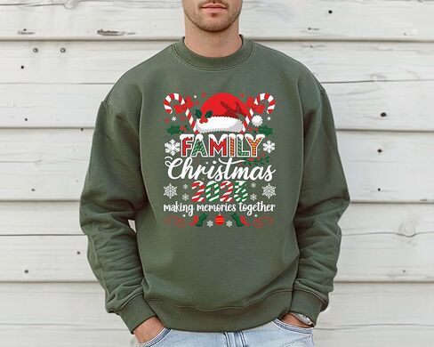 سويت شيرت Family Christmas 2025، ملابس عطلة عائلية متطابقة، صنع الذكريات معًا، قمصان عيد الميلاد اللطيفة للنساء والرجال، قمصان عيد الميلاد، هدايا حفلات عيد الميلاد العائلية متعددة الألوان in Kuwait