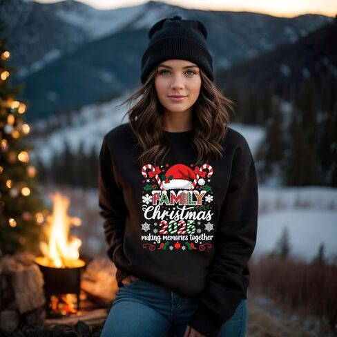 سويت شيرت Family Christmas 2025، ملابس عطلة عائلية متطابقة، صنع الذكريات معًا، قمصان عيد الميلاد اللطيفة للنساء والرجال، قمصان عيد الميلاد، هدايا حفلات عيد الميلاد العائلية متعددة الألوان in Kuwait