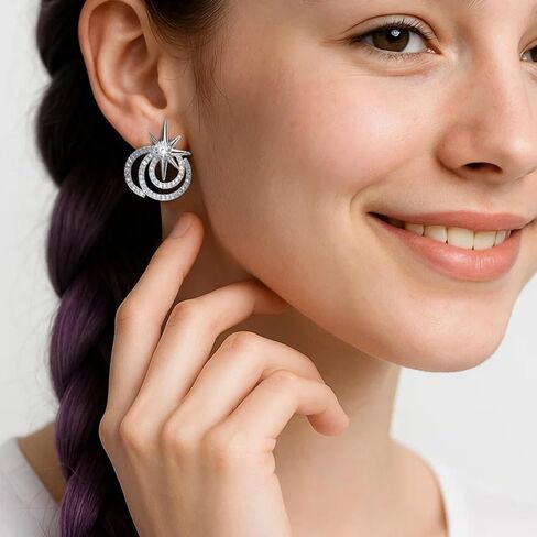 Women Earrings Witch Ear Studs Alloy Six-Pointed Drop Earrings for Halloween Costume Accessories in Saudi Arabia