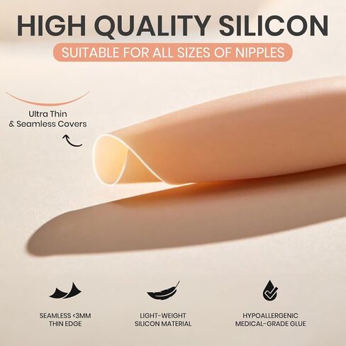 Silicone Nipple Covers for Women, 2 Pairs Reusable Adhesive Breast Petals for Women with Travel Box | Invisible, Skin-Friendly Pasties for Backless, Strapless Outfits (Warm Ivory - 2 Pairs) in Saudi Arabia