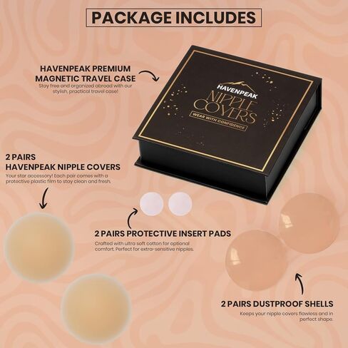 Silicone Nipple Covers for Women, 2 Pairs Reusable Adhesive Breast Petals for Women with Travel Box | Invisible, Skin-Friendly Pasties for Backless, Strapless Outfits (Warm Ivory - 2 Pairs) in Saudi Arabia