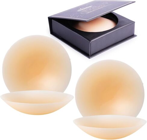 Silicone Nipple Covers for Women, 2 Pairs Reusable Adhesive Breast Petals for Women with Travel Box | Invisible, Skin-Friendly Pasties for Backless, Strapless Outfits (Warm Ivory - 2 Pairs) in Saudi Arabia