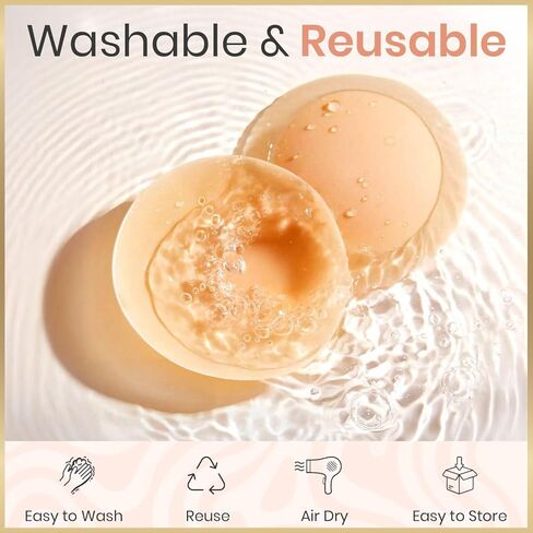 Silicone Nipple Covers for Women, 2 Pairs Reusable Adhesive Breast Petals for Women with Travel Box | Invisible, Skin-Friendly Pasties for Backless, Strapless Outfits (Warm Ivory - 2 Pairs) in Saudi Arabia