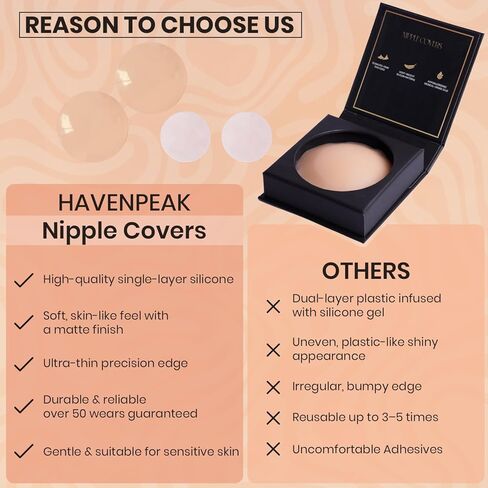 Silicone Nipple Covers for Women, 2 Pairs Reusable Adhesive Breast Petals for Women with Travel Box | Invisible, Skin-Friendly Pasties for Backless, Strapless Outfits (Warm Ivory - 2 Pairs) in Saudi Arabia
