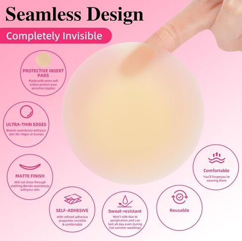 Nipple Covers for Women - Invisible Silicone Pasties, Reusable Adhesive Nipple Cover with Travel Case, Seamless Breast Petals in Saudi Arabia