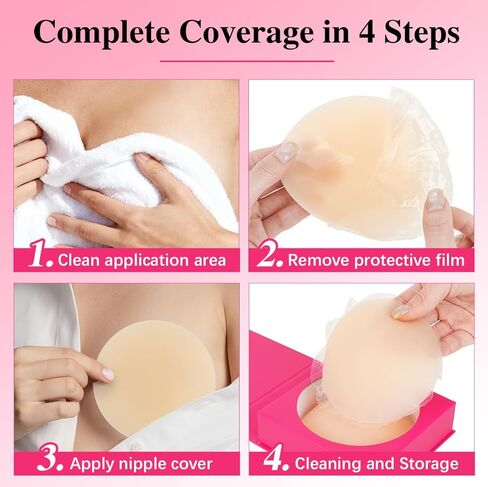 Nipple Covers for Women - Invisible Silicone Pasties, Reusable Adhesive Nipple Cover with Travel Case, Seamless Breast Petals in Saudi Arabia