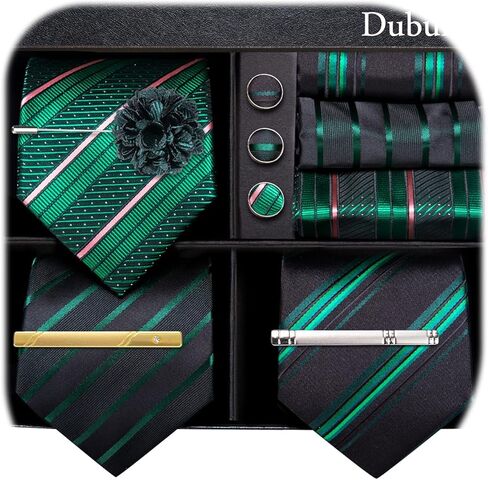 Dubulle رجل شريط بيزلي التعادل مجموعة 3 قطعة هدية صندوق ربطة العنق كليب التلبيب دبوس جيب مربع أزرار أكمام الزفاف in Kuwait