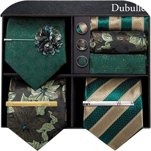 Dubulle رجل شريط بيزلي التعادل مجموعة 3 قطعة هدية صندوق ربطة العنق كليب التلبيب دبوس جيب مربع أزرار أكمام الزفاف in Kuwait