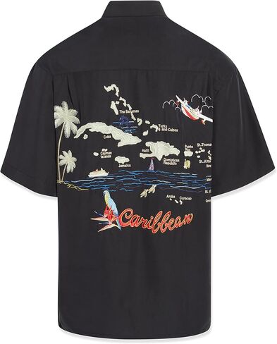 Bamboo Cay Caribbean Island Embroidered Short Sleeve Tropical Camp Shirt for Men in Saudi Arabia