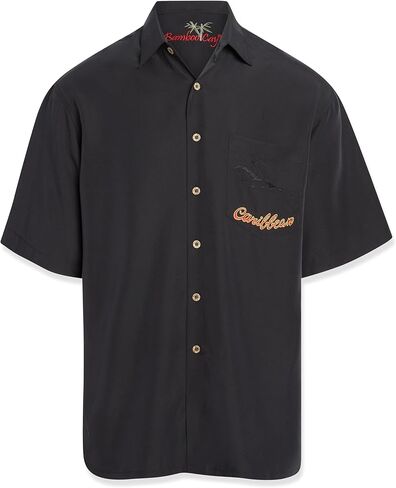Bamboo Cay Caribbean Island Embroidered Short Sleeve Tropical Camp Shirt for Men in Saudi Arabia