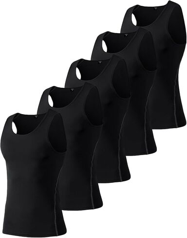 LANBAOSI 5 Pack Sleeveless Compression Shirt Men Running Tank Top Gym Athletic Workout Basketball Baselayer Undershirts in Saudi Arabia