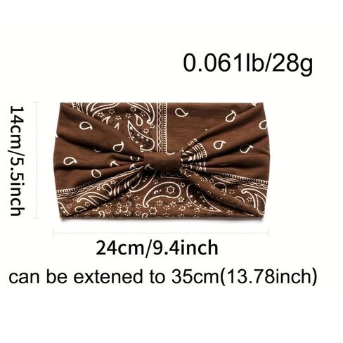 Bohemian Printed Women's Wide Elastic Headband - Simple Fashion Makeup Cross Headband for Yoga, Fitness & Face Wash, Sweat-Wicking, Knot Detail in Saudi Arabia