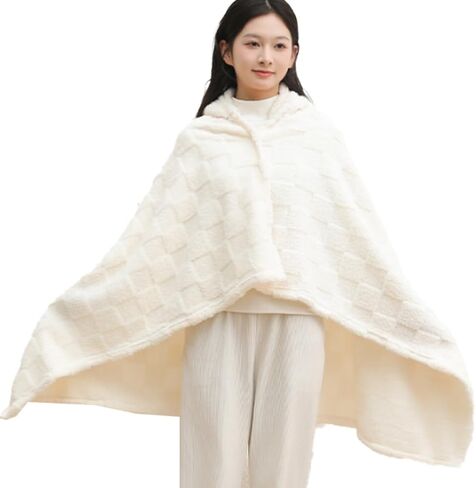Niction Wearable Hooded Blanket for Women Warm Soft Cozy Front Open Poncho Throw Cloak Wrap for Winter Fleece Shawl Wrap in Kuwait