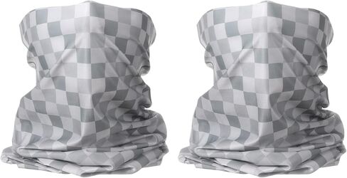 HARFINGTON 2pcs Summer Cooling Neck Gaiter Sun Protection Face Mask Fishing Neck Gaiter Unisex Sunscreen Breathable Bandana for Fishing Outdoor Sports, Plaid Gray-White in Saudi Arabia