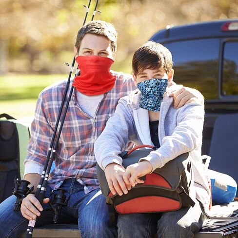 HARFINGTON 2pcs Summer Cooling Neck Gaiter Sun Protection Face Mask Fishing Neck Gaiter Unisex Sunscreen Breathable Bandana for Fishing Outdoor Sports, Plaid Gray-White in Saudi Arabia