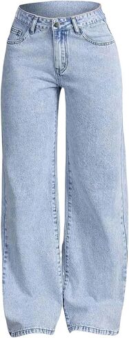 Youth Girls Baggy Straight Jeans Y2k Bowknot High Waist Wide Leg Washed Denim Pants Kids Cute Trendy Loose Fit Trousers in Saudi Arabia