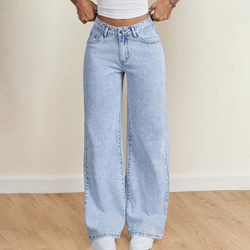 Youth Girls Baggy Straight Jeans Y2k Bowknot High Waist Wide Leg Washed Denim Pants Kids Cute Trendy Loose Fit Trousers in Saudi Arabia