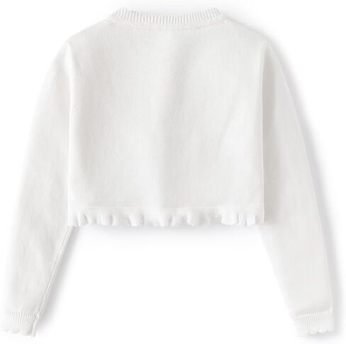 Little Girls' Knit Long Closure Bolero Shrug with Ruffle Trim, Toddler Girls Long Sleeve Cropped Bolero Sweater in Saudi Arabia