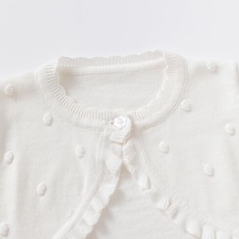 Little Girls' Knit Long Closure Bolero Shrug with Ruffle Trim, Toddler Girls Long Sleeve Cropped Bolero Sweater in Saudi Arabia
