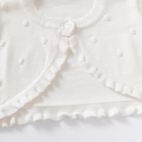 Little Girls' Knit Long Closure Bolero Shrug with Ruffle Trim, Toddler Girls Long Sleeve Cropped Bolero Sweater in Saudi Arabia
