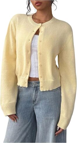 GORGLITTER Girl's Cardigan Sweater Fall Cozy Casual Long Sleeve Button Up Knit Sweaters Tops Trendy 2025 in Saudi Arabia