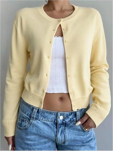 GORGLITTER Girl's Cardigan Sweater Fall Cozy Casual Long Sleeve Button Up Knit Sweaters Tops Trendy 2025 in Saudi Arabia