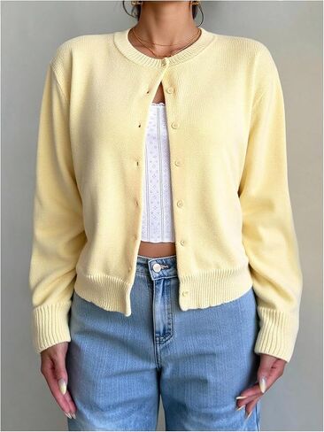 GORGLITTER Girl's Cardigan Sweater Fall Cozy Casual Long Sleeve Button Up Knit Sweaters Tops Trendy 2025 in Saudi Arabia