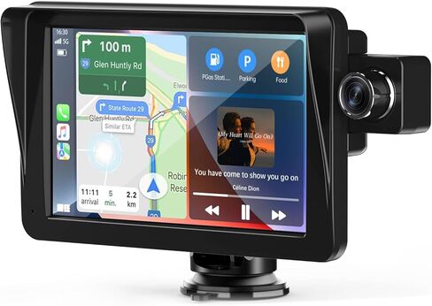 شاشة Apple Carplay مقاس 7 بوصات للسيارة، شاشة لمس Apple Car Play لاسلكية مع Android Auto، ستيريو السيارة، كاميرا أمامية 2.5K، كاميرا احتياطية 1080 بكسل، ملاح GPS/بلوتوث/وصلة مرآة/Siri/Aux/FM in Saudi Arabia