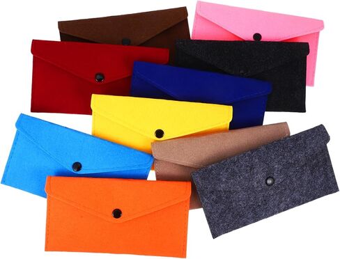 10Pcs Small Felt Storage Bags with Snap Button Closure Pockets for Phone Cash Earphones and Accessories Lightweight Portable Organizers in Saudi Arabia