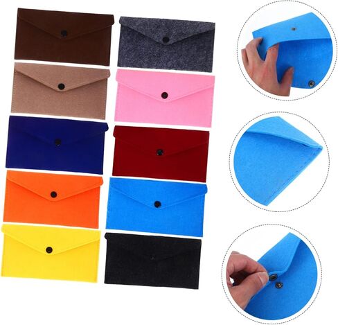 10Pcs Small Felt Storage Bags with Snap Button Closure Pockets for Phone Cash Earphones and Accessories Lightweight Portable Organizers in Saudi Arabia