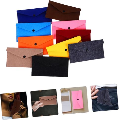 10Pcs Small Felt Storage Bags with Snap Button Closure Pockets for Phone Cash Earphones and Accessories Lightweight Portable Organizers in Saudi Arabia