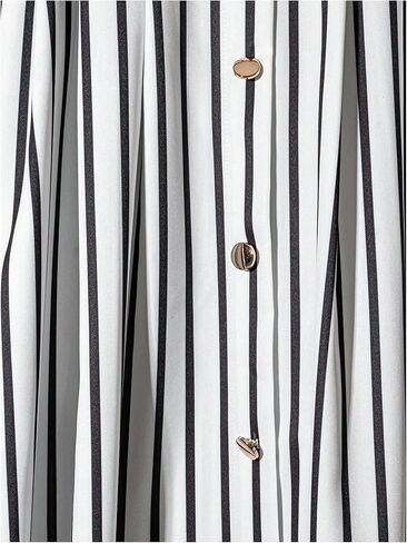 Floerns Women's Elegant Striped A Line Skirt Button Front Office Business Casual Long Skirt with Belt in Saudi Arabia