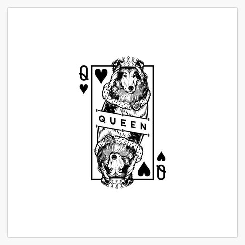 Rough Collie Queen Of Hearts Funny Dog Playing Card Pop Art Round Metal 0.75" Lapel Pin Hat Shirt Tie Tack Pinback in Saudi Arabia