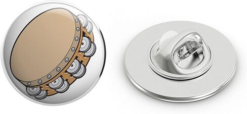 Simple Classic Tambourine Instrument Cartoon Round Metal 0.75" Lapel Pin Hat Shirt Pin Tie Tack Pinback in Saudi Arabia