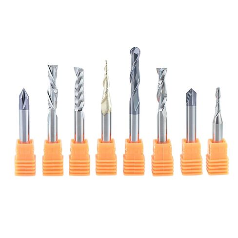 SpeTool 10-Piece CNC Router Bits Set, 1/4 Inch Shank, TAC Coated End Mills for Woodworking, Trimming, Engraving and Carving in Kuwait