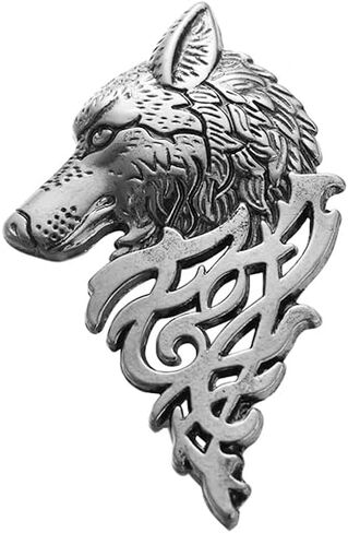 Class Men Wolf Brooch Punk Lapel Suit Collar Badge Pin(Silver) in Saudi Arabia