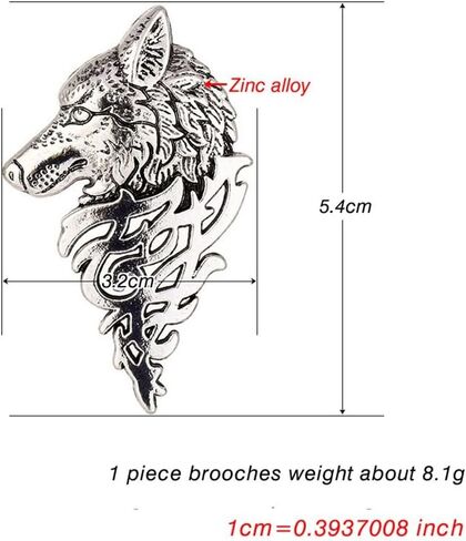 Class Men Wolf Brooch Punk Lapel Suit Collar Badge Pin(Silver) in Saudi Arabia