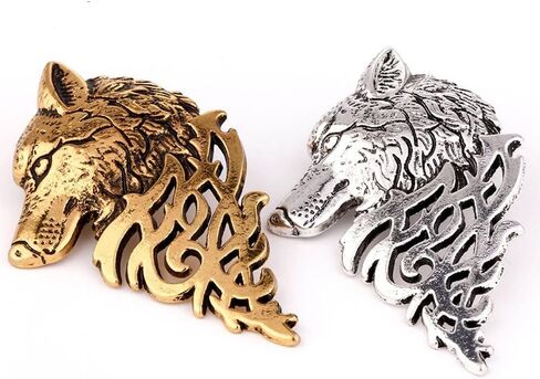 Class Men Wolf Brooch Punk Lapel Suit Collar Badge Pin(Silver) in Saudi Arabia