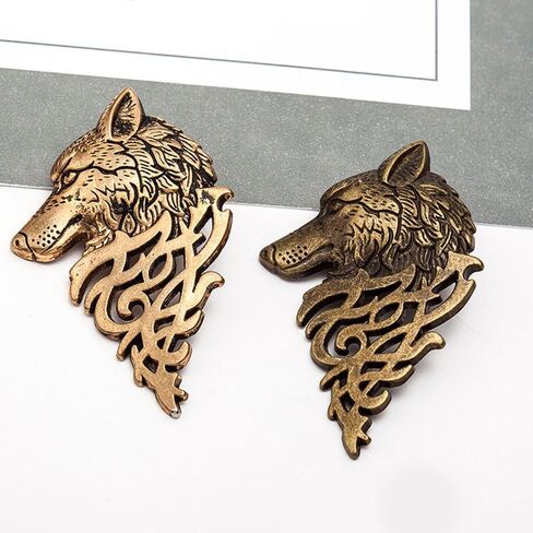 Class Men Wolf Brooch Punk Lapel Suit Collar Badge Pin(Silver) in Saudi Arabia