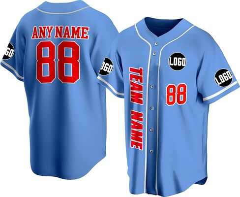 Custom Baseball Jersey Stitched Printed Your Name Number Logo on Jersey Back for Men Women Youth Baseball Fans in Kuwait